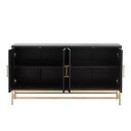 Mobile credenza Okak con maniglie in metallo, buffet con 4 ante e ripiani regolabili, mobile per cucina, soggiorno, sala da pranzo