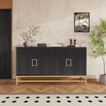 Mobile credenza Okak con maniglie in metallo, buffet con 4 ante e ripiani regolabili, mobile per cucina, soggiorno, sala da pranzo