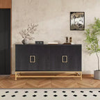 Mobile credenza Okak con maniglie in metallo, buffet con 4 ante e ripiani regolabili, mobile per cucina, soggiorno, sala da pranzo