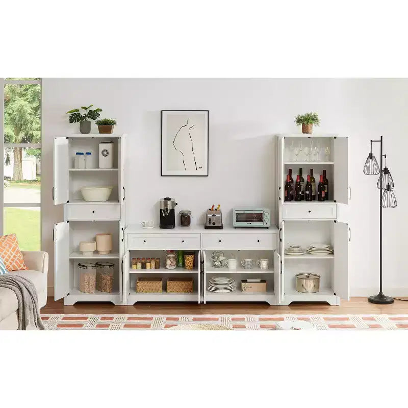 Meuble buffet multifonctionnel Okak, Grande capacité de rangement pour salon, chambre à coucher, bureau
