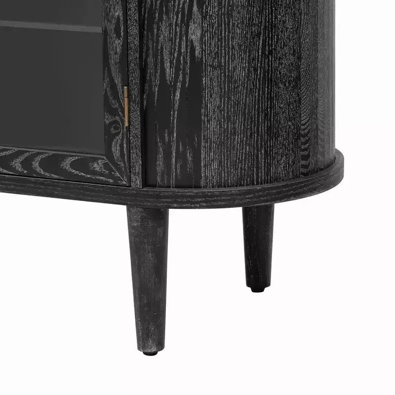Luxystar Madia per fattoria con contenitore, mobiletto buffet in legno con ante in vetro e ripiani regolabili per sala da pranzo e soggiorno, nero