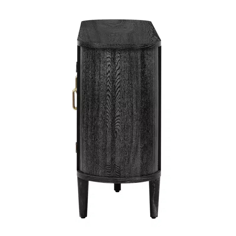 Luxystar Madia per fattoria con contenitore, mobiletto buffet in legno con ante in vetro e ripiani regolabili per sala da pranzo e soggiorno, nero