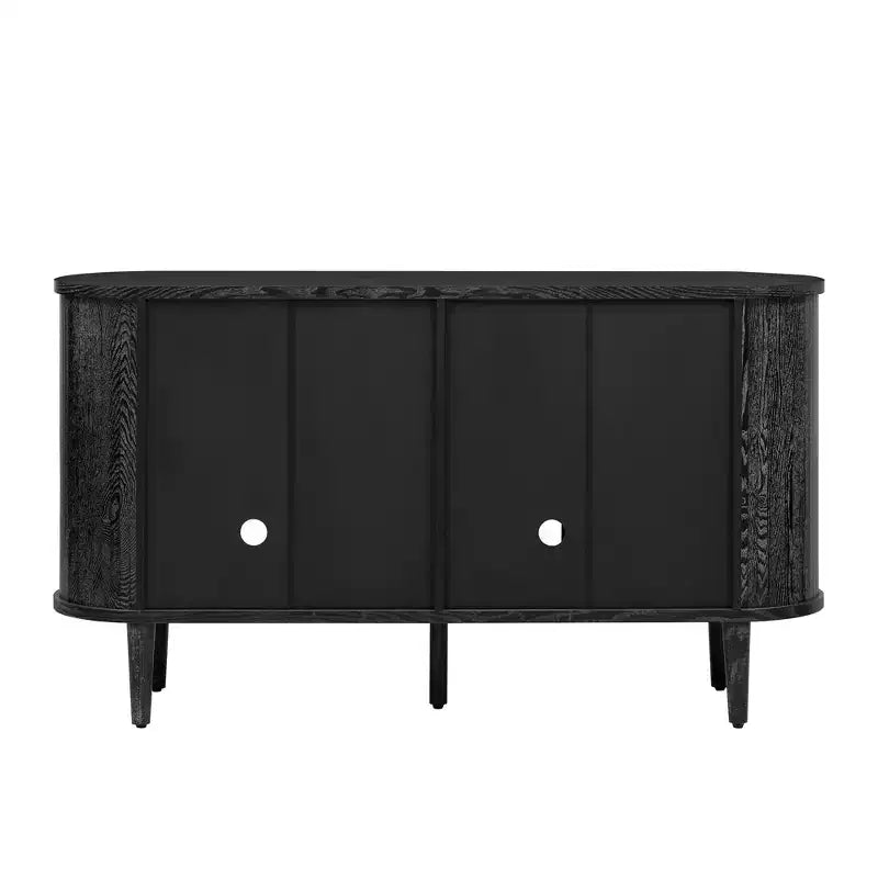 Luxystar Madia per fattoria con contenitore, mobiletto buffet in legno con ante in vetro e ripiani regolabili per sala da pranzo e soggiorno, nero