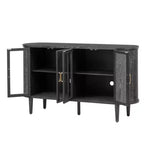 Luxystar Madia per fattoria con contenitore, mobiletto buffet in legno con ante in vetro e ripiani regolabili per sala da pranzo e soggiorno, nero
