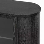 Luxystar Madia per fattoria con contenitore, mobiletto buffet in legno con ante in vetro e ripiani regolabili per sala da pranzo e soggiorno, nero