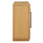 Bahut buffet 4 portes Luxystar avec grand rangement, portes en verre et étagères réglables pour salle à manger et salon, bois naturel