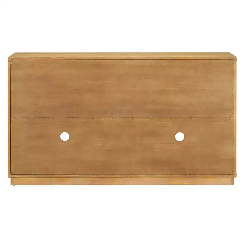 Bahut buffet 4 portes Luxystar avec grand rangement, portes en verre et étagères réglables pour salle à manger et salon, bois naturel