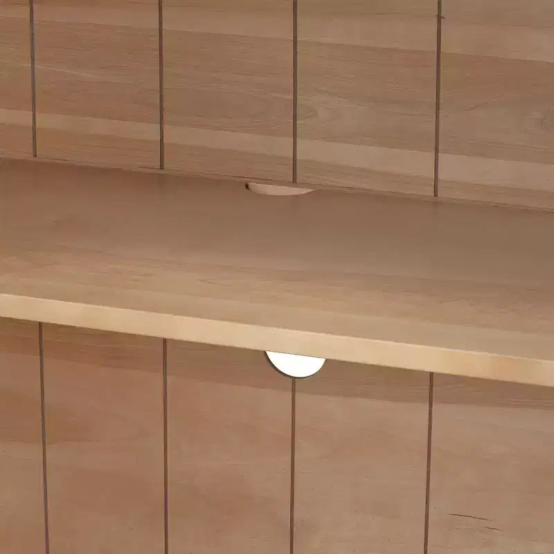 Bahut buffet 4 portes Luxystar avec grand rangement, portes en verre et étagères réglables pour salle à manger et salon, bois naturel