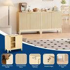 CuisinSmart Mobile Contenitore a Scanalature da 31.5 Pollici con Maniglie Dorate, Ripiano Regolabile, Credenza Finitura Rovere, Madia Moderna per Sala da Pranzo Cucina