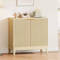 CuisinSmart 31.5 Fluted Storage Cabinet with Gold Handles, Adjustable Shelf, Oak Finish Credenza, Modern Buffet Sideboard for Dining Room Kitchen