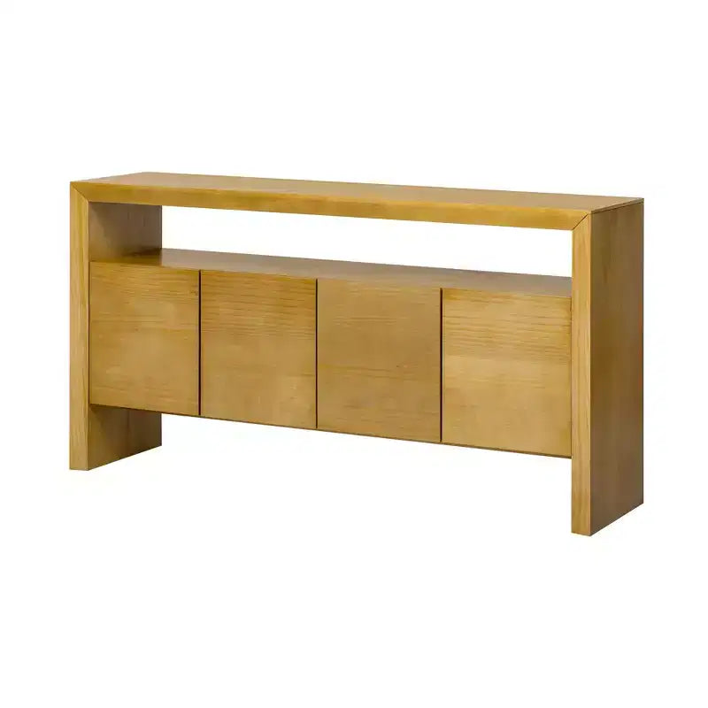 Mobile buffet moderno Luxystar con 4 ante e consolle con ripiano aperto, naturale