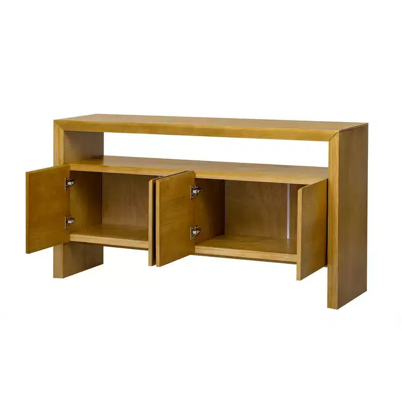 Mobile buffet moderno Luxystar con 4 ante e consolle con ripiano aperto, naturale
