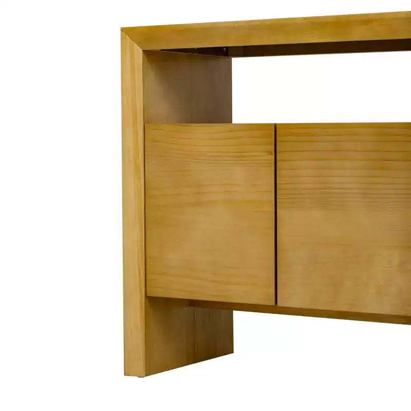 Mobile buffet moderno Luxystar con 4 ante e consolle con ripiano aperto, naturale
