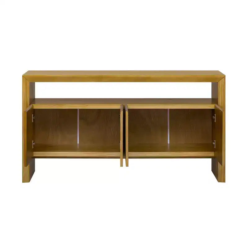 Mobile buffet moderno Luxystar con 4 ante e consolle con ripiano aperto, naturale