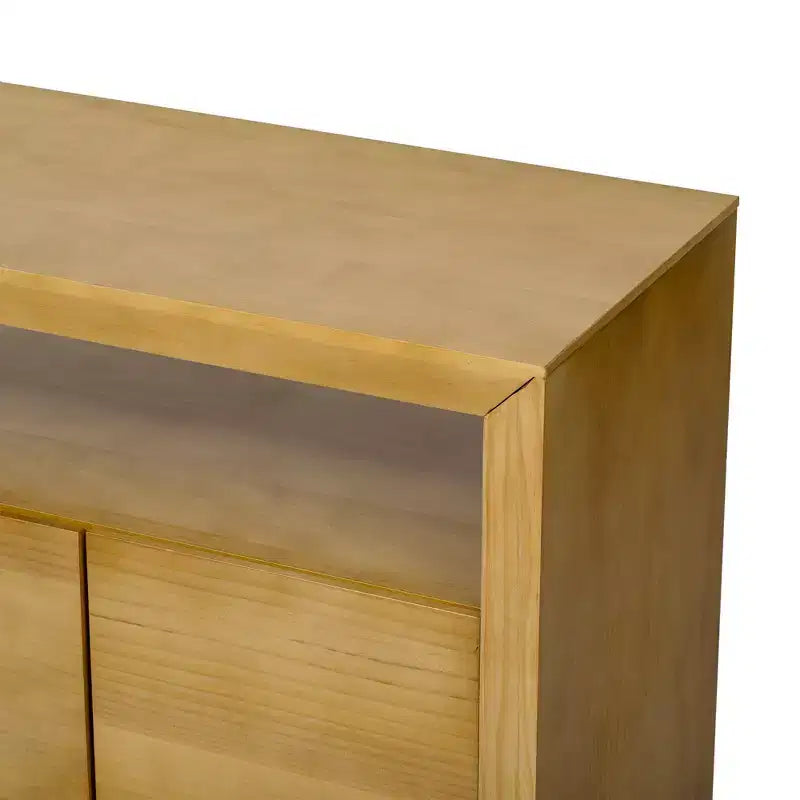 Mobile buffet moderno Luxystar con 4 ante e consolle con ripiano aperto, naturale