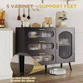 COZONY Sideboard Buffet Cabinet with Fluted Glass Doors, Modern Storage Cabinet with Drawers for Dining Room, Kitchen, and Entryway Organization