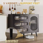 COZONY Sideboard Buffet Cabinet with Fluted Glass Doors, Modern Storage Cabinet with Drawers for Dining Room, Kitchen, and Entryway Organization