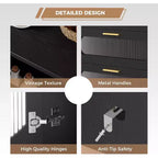 COZONY Madia Credenza con ante in vetro scanalato, Mobile contenitore moderno con cassetti per sala da pranzo, cucina e ingresso