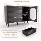 COZONY Madia Credenza con ante in vetro scanalato, Mobile contenitore moderno con cassetti per sala da pranzo, cucina e ingresso