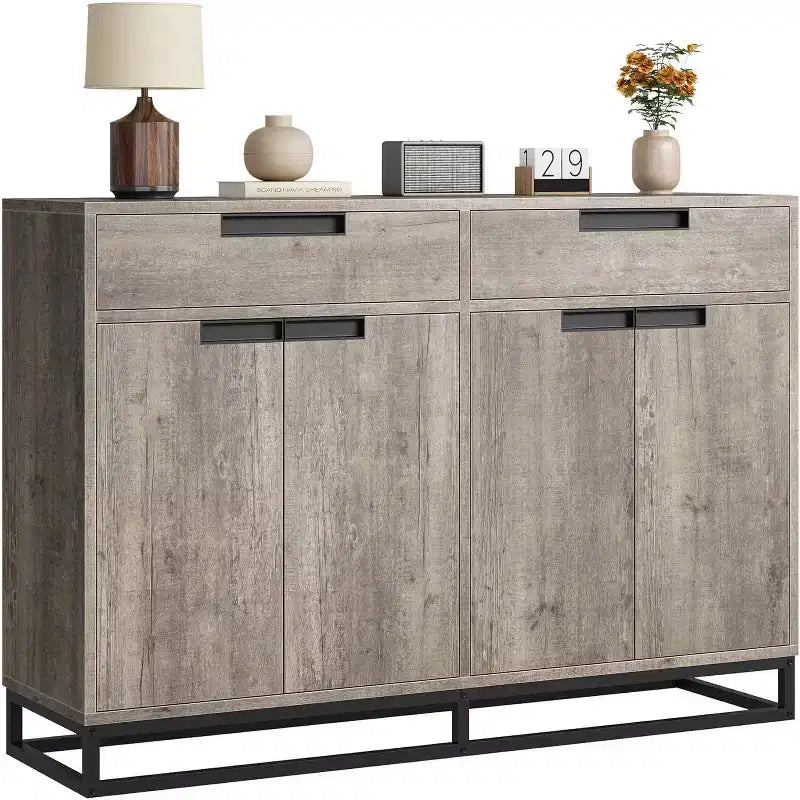 COZONY 55 Mobile Credenza Buffet, Grande Armadio da Cucina con 2 Cassetti e 4 Ante, Tavolino da Caffè per Sala da Pranzo