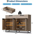 COZONY 55 Mobile Credenza Buffet, Grande Armadio da Cucina con 2 Cassetti e 4 Ante, Tavolino da Caffè per Sala da Pranzo
