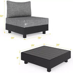 Heynemo Ensemble de mobilier de patio en aluminium 5 pièces, ensembles de conversation de canapé modulables d'extérieur avec table basse, ensemble de chaises modulaires sans accoudoir pour piscine, gris