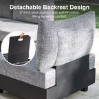 Heynemo Ensemble de mobilier de patio en aluminium 5 pièces, ensembles de conversation de canapé modulables d'extérieur avec table basse, ensemble de chaises modulaires sans accoudoir pour piscine, gris