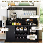 Mobile Bar Acekool 47, Stile Rustico, Grigio, con Portabottiglie e Ripiani Regolabili, per Cucina e Sala da Pranzo