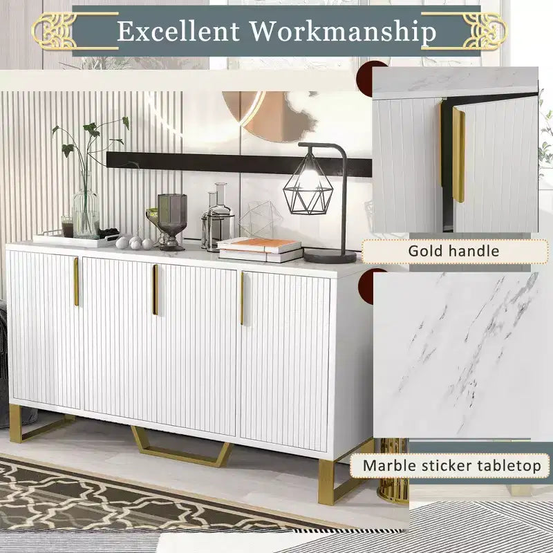 Buffet de salle à manger moderne GDFStudio Gracie 60 avec étagères réglables et portes