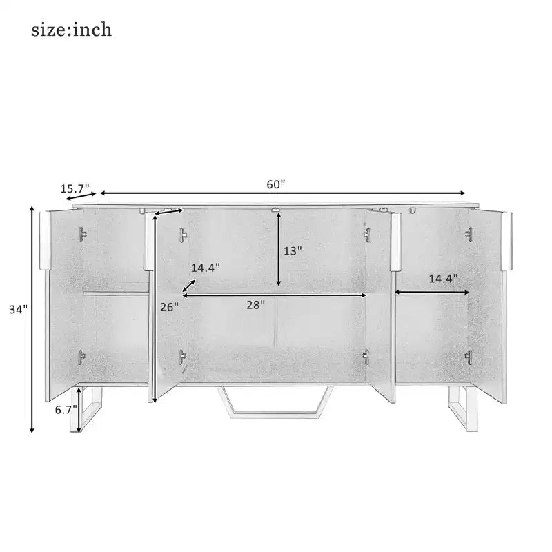 Buffet de salle à manger moderne GDFStudio Gracie 60 avec étagères réglables et portes
