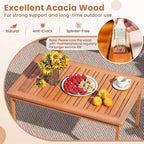 Ensemble de conversation Costway 4/8 pièces en bois d'acacia avec coussins d'assise et de dossier et fauteuils de canapé deux places