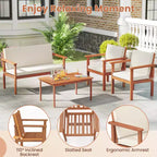 Ensemble de conversation Costway 4/8 pièces en bois d'acacia avec coussins d'assise et de dossier et fauteuils de canapé deux places