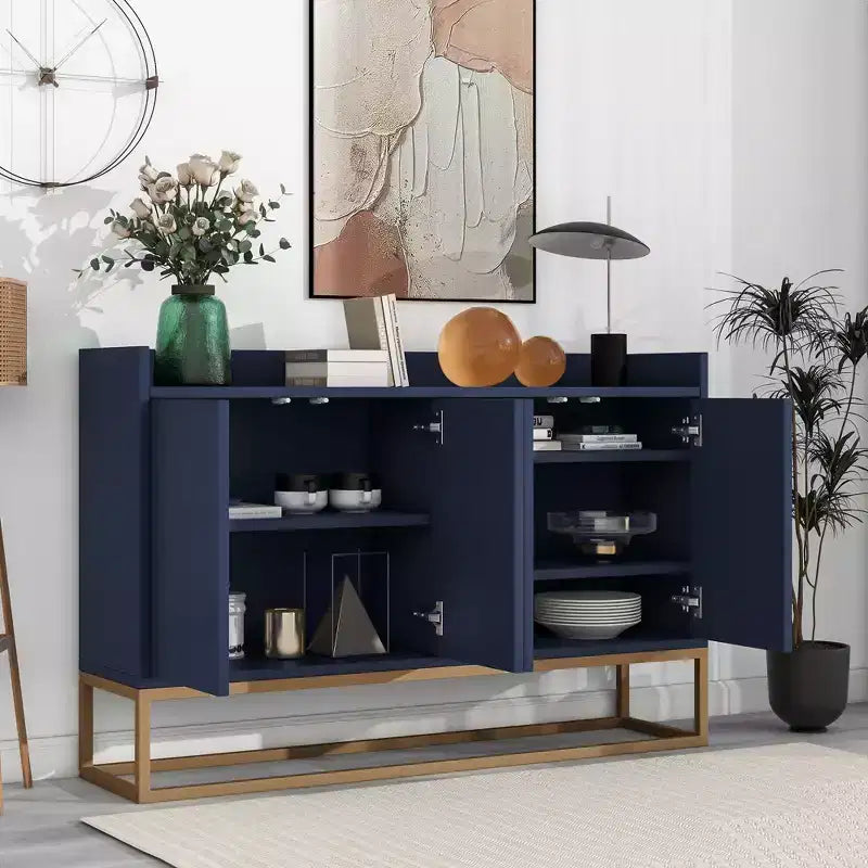 GDFStudio Truda Credenza/Mobile Buffet Moderno da 120 cm con Ripiani Regolabili e Gambe in Metallo Dorato