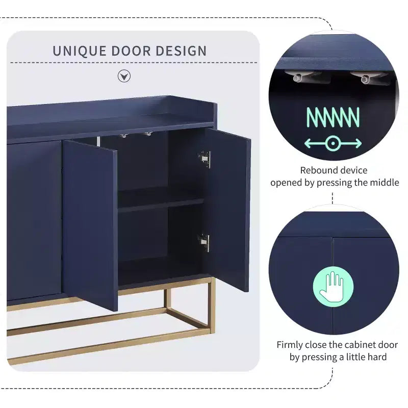 GDFStudio Truda Credenza/Mobile Buffet Moderno da 120 cm con Ripiani Regolabili e Gambe in Metallo Dorato