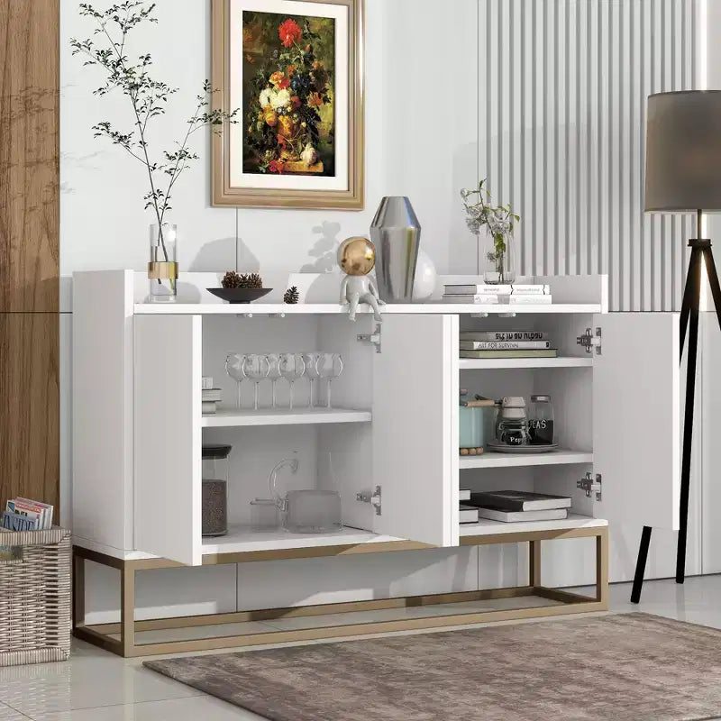 GDFStudio Truda Credenza/Mobile Buffet Moderno da 120 cm con Ripiani Regolabili e Gambe in Metallo Dorato