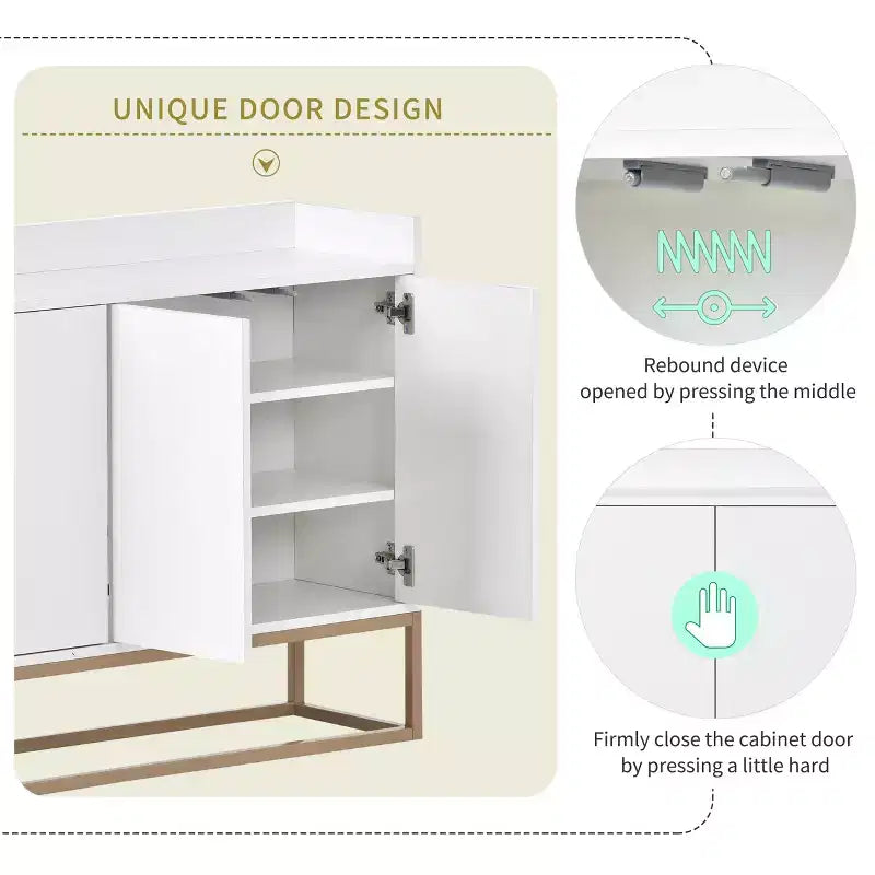 GDFStudio Truda Credenza/Mobile Buffet Moderno da 120 cm con Ripiani Regolabili e Gambe in Metallo Dorato