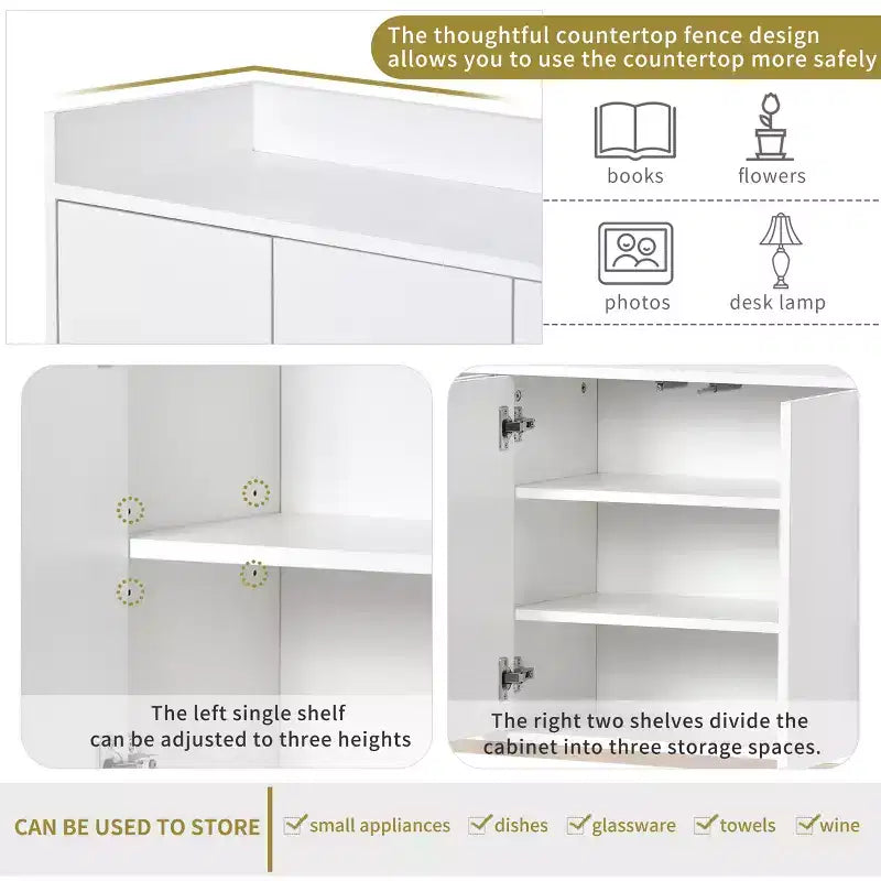 GDFStudio Truda Credenza/Mobile Buffet Moderno da 120 cm con Ripiani Regolabili e Gambe in Metallo Dorato