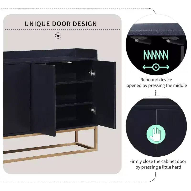 GDFStudio Truda Credenza/Mobile Buffet Moderno da 120 cm con Ripiani Regolabili e Gambe in Metallo Dorato
