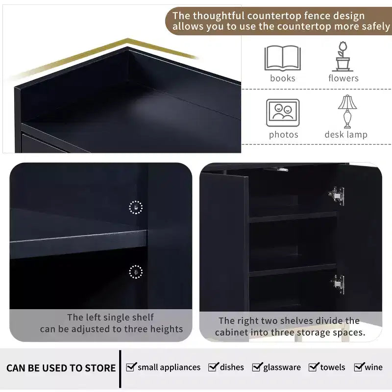 GDFStudio Truda Credenza/Mobile Buffet Moderno da 120 cm con Ripiani Regolabili e Gambe in Metallo Dorato