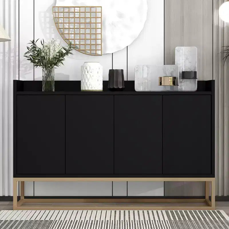 GDFStudio Truda 47.2'' Modern Sideboard Buffet Cabinet with Adjustable Shelves and Gold Metal Legs