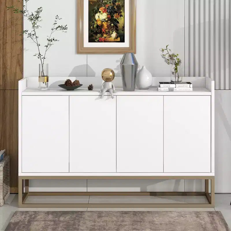 GDFStudio Truda Credenza/Mobile Buffet Moderno da 120 cm con Ripiani Regolabili e Gambe in Metallo Dorato