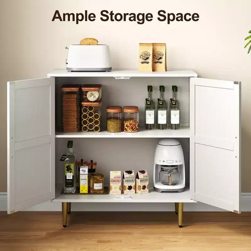 Meuble de rangement 2 portes Heynemo, Buffet bas moderne en bois avec étagères réglables, Armoire de buffet autoportante pour salon, chambre à coucher