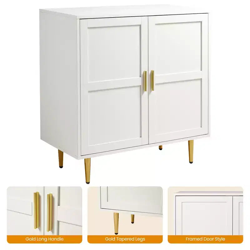 Meuble de rangement 2 portes Heynemo, Buffet bas moderne en bois avec étagères réglables, Armoire de buffet autoportante pour salon, chambre à coucher
