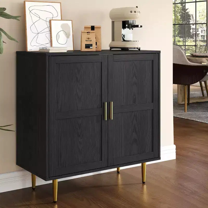 Meuble de rangement 2 portes Heynemo, Buffet bas moderne en bois avec étagères réglables, Armoire de buffet autoportante pour salon, chambre à coucher