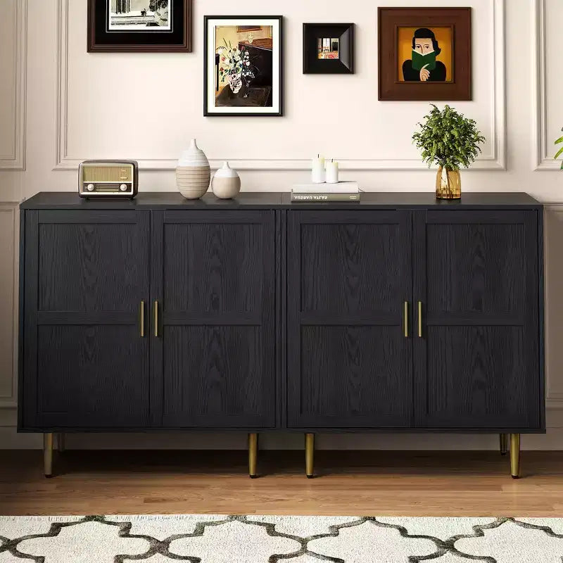 Meuble de rangement 2 portes Heynemo, Buffet bas moderne en bois avec étagères réglables, Armoire de buffet autoportante pour salon, chambre à coucher