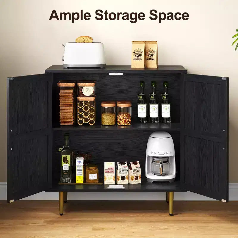 Meuble de rangement 2 portes Heynemo, Buffet bas moderne en bois avec étagères réglables, Armoire de buffet autoportante pour salon, chambre à coucher
