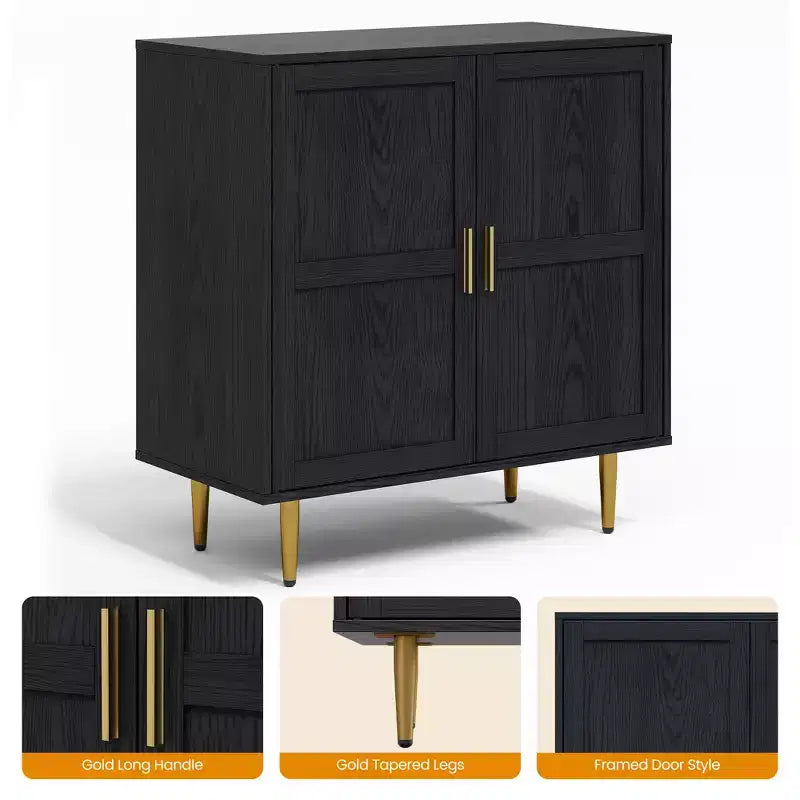 Meuble de rangement 2 portes Heynemo, Buffet bas moderne en bois avec étagères réglables, Armoire de buffet autoportante pour salon, chambre à coucher