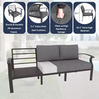 ALAULM Set Mobili da Giardino in Alluminio con Tavolo Braciere a Propano 10 Posti Mobili da Esterno in Metallo Grigio