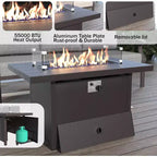 ALAULM Set Mobili da Giardino in Alluminio con Tavolo Braciere a Propano 10 Posti Mobili da Esterno in Metallo Grigio