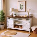 Homy Casa White Farmhouse Sideboard Buffet Cabinet with Storage Shelves and Sliding Door